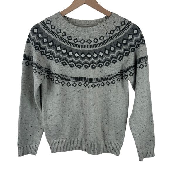 Weatherproof Vintage Fair Isle Sweater Womens Size Small Gray Knit Pullover Cozy - Picture 1 of 8